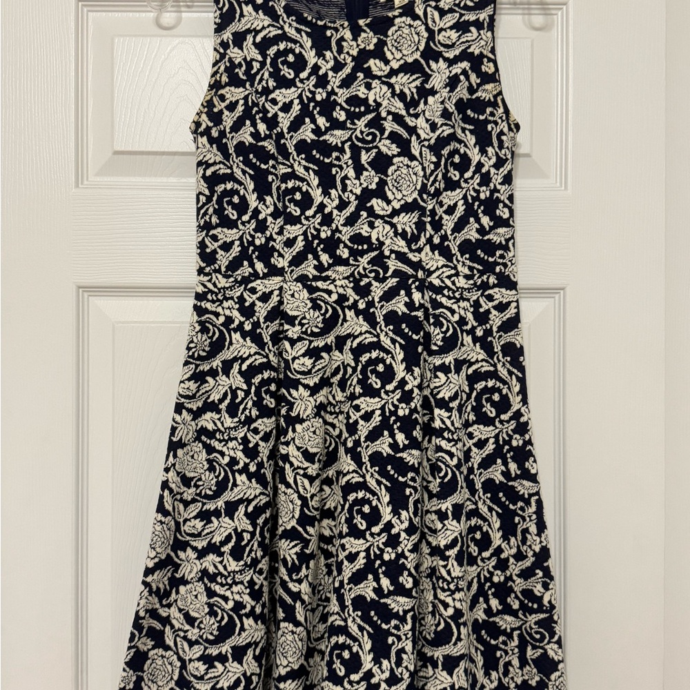 Elegant Navy and White Floral Dress